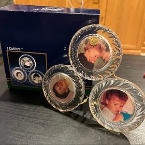 Vintage CRISTAL D'ARQUES Crystal Picture Frame 3 Frames On Stand New in Box